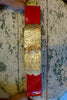 1960's Red Patent Leather Belt with Gold Stamped Buckle - SOLD