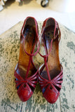 Early 1960's Red Leather T-Strap Heels - SOLD