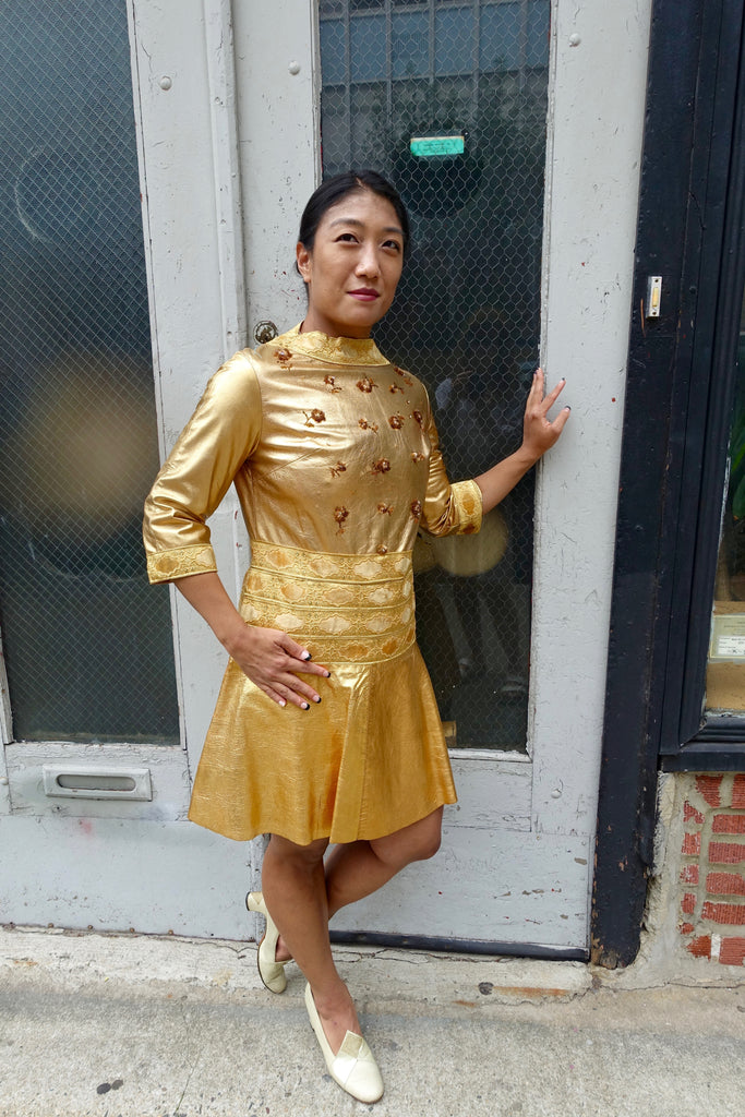 1960's Gold Leather Beaded Dress – Nomad Vintage
