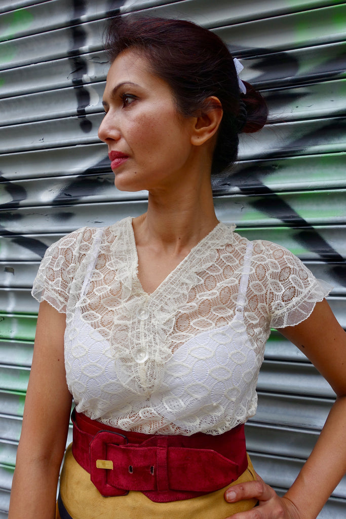 Early 1960's White Lace Blouse - SOLD