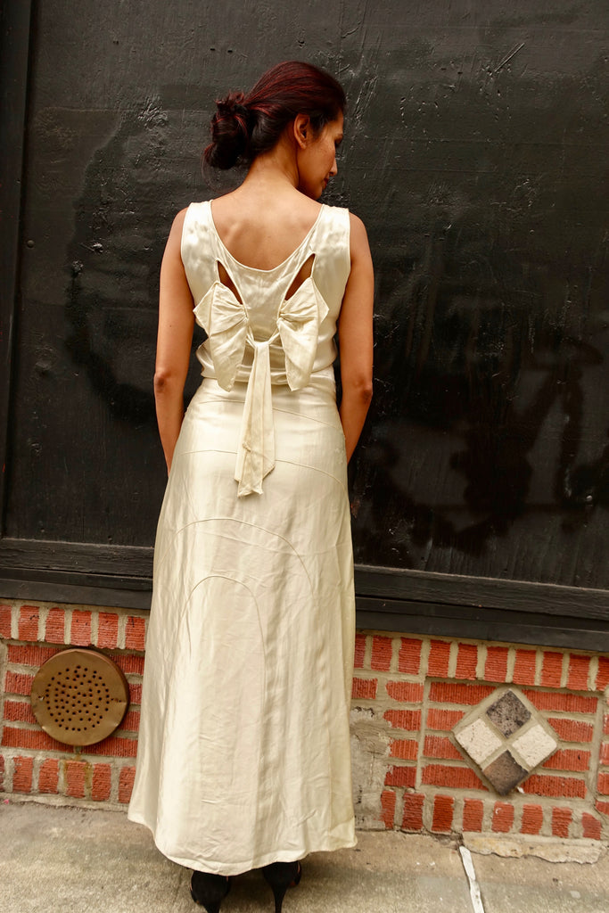 1930's White Satin Bow Dress - SOLD