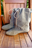 1980's Gray Suede Drawstring Boots