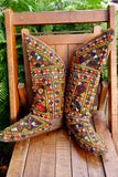 Afghani Multi-Colored Embroidered Boots - SOLD