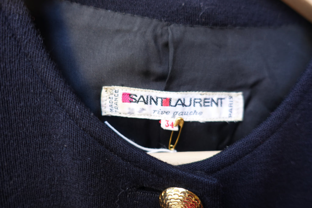 1980's Yves Saint Laurent Navy Military Dress - SOLD