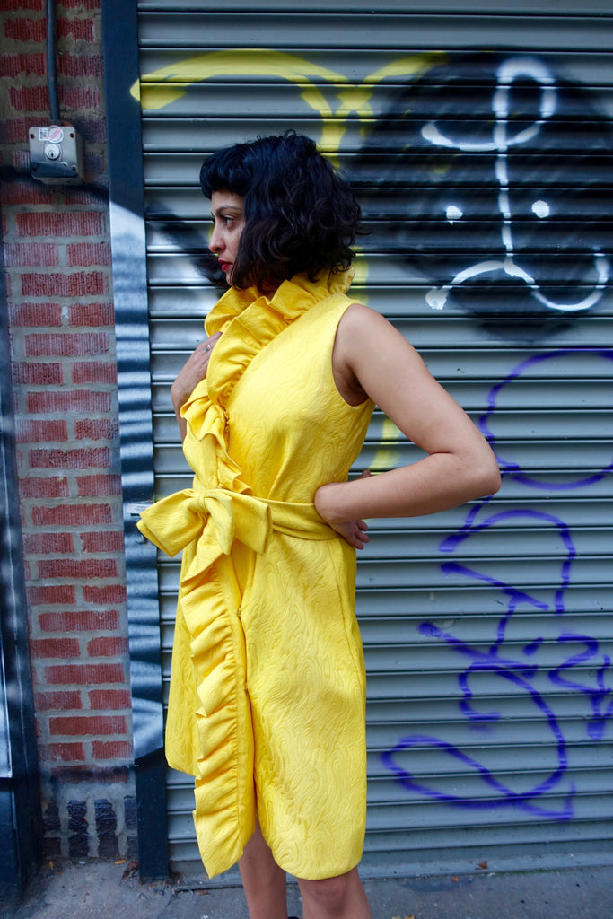 1960's Yellow Ruffle Wrap Dress - SOLD