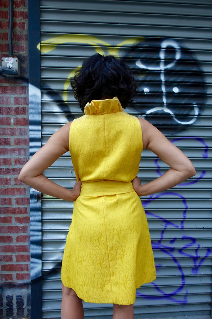 1960's Yellow Ruffle Wrap Dress - SOLD