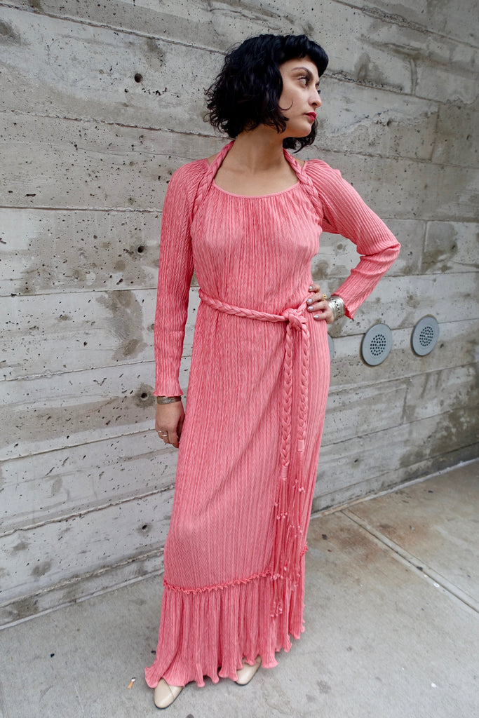 Late 70's Mary McFadden Pink Fortuny Style Gown - SOLD