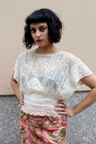 Early 1960's White Lace Blouse - SOLD