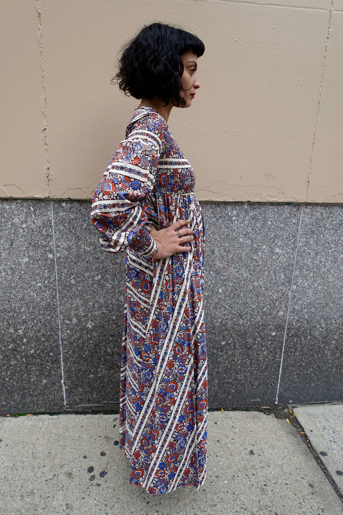 1970's Ruched Print Dress - SOLD