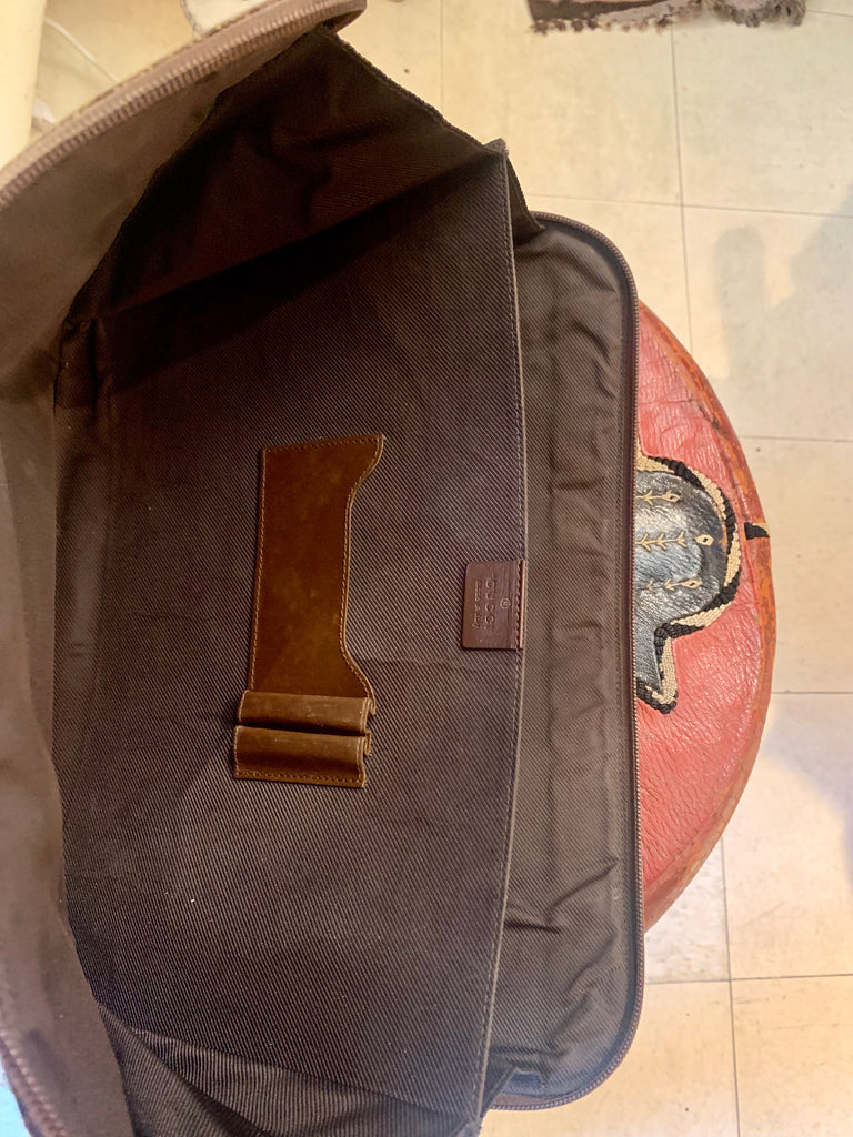 GUCCI Leather and Logo-Jacquard Messenger Bag for Men