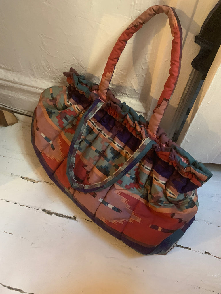 1980s Vintage Southwestern Pattern Terracotta and Blue Large Purse - SOLD