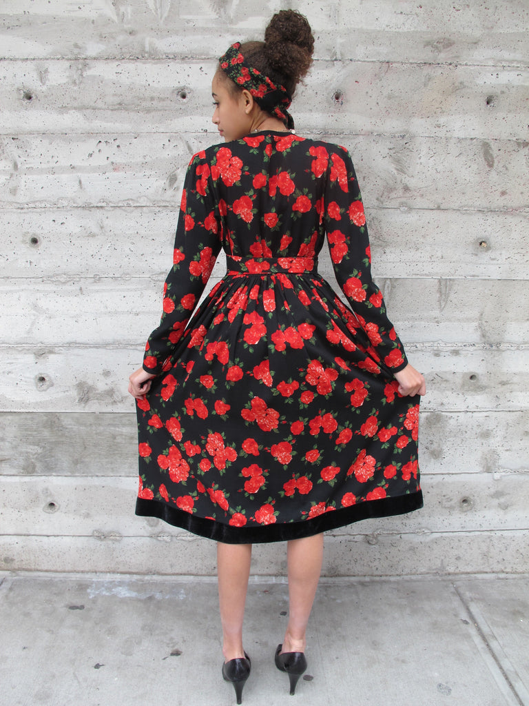 's Yves Saint Laurent Belted Floral Peasant Dress with