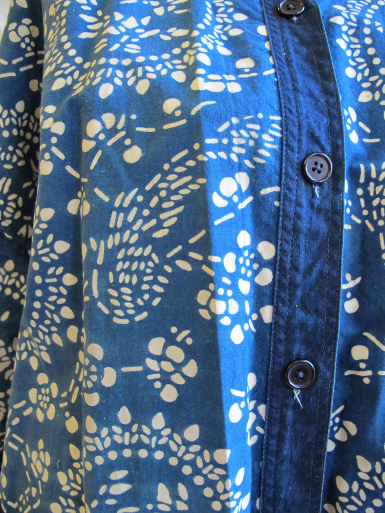 Japanese, indigo, print, cotton, blue, vintage, oversized