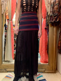 1990s-2000s Gaultier Pleated Silk Skirt with Striped Waistband