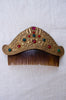 Early 20th Century Stamped Gold Hair Comb with Colored Glass Ornaments - SOLD