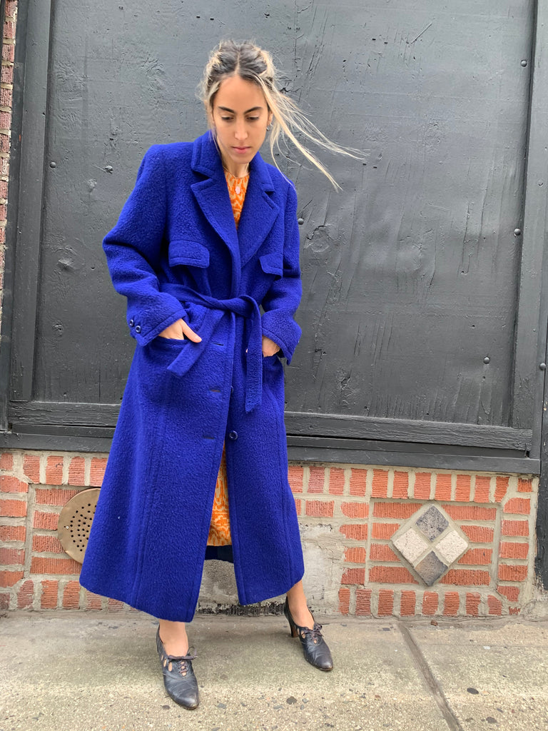 1980’s Valentino Trench-Style Brilliant Blue Overcoat