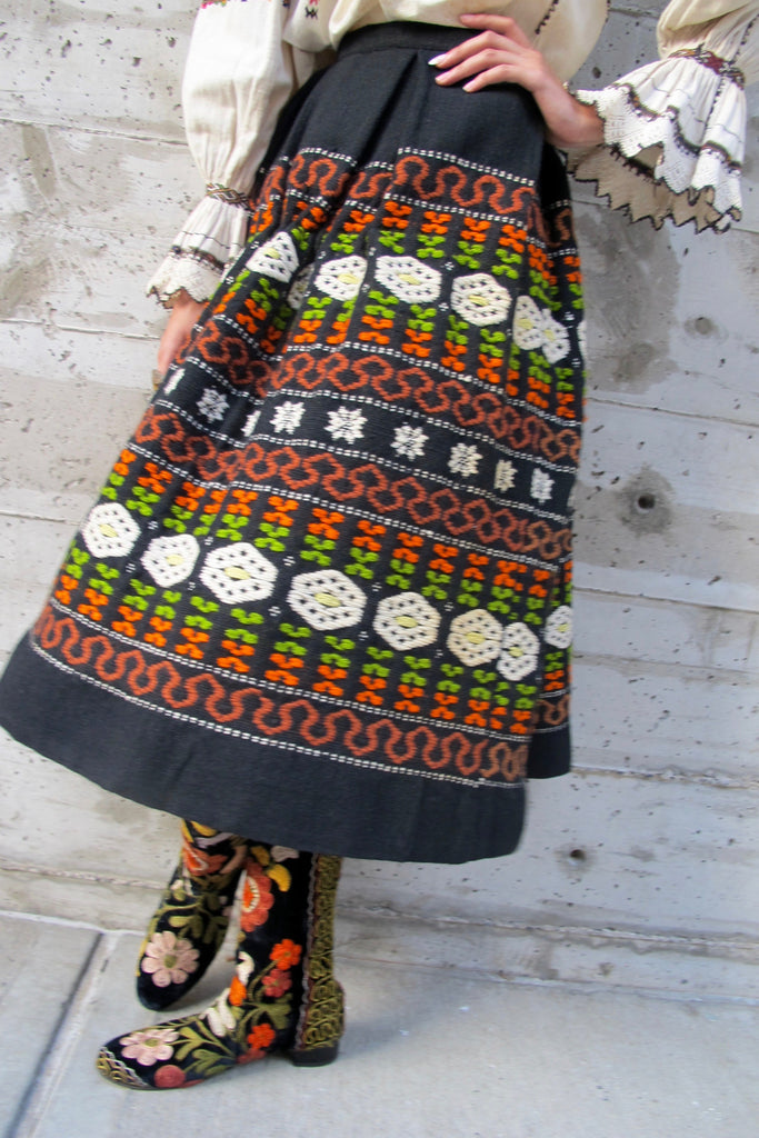 Embroidered Wool Skirt - SOLD
