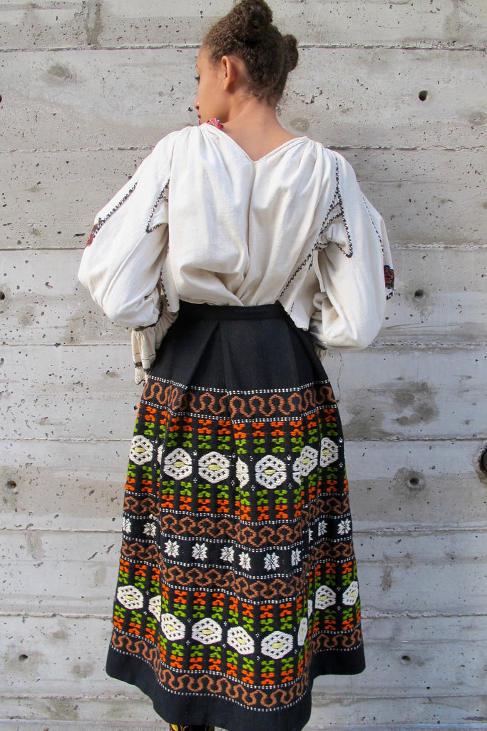 Embroidered Wool Skirt - SOLD