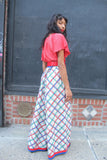 1960-70's Embroidered Checked Wide-Leg Pants SOLD