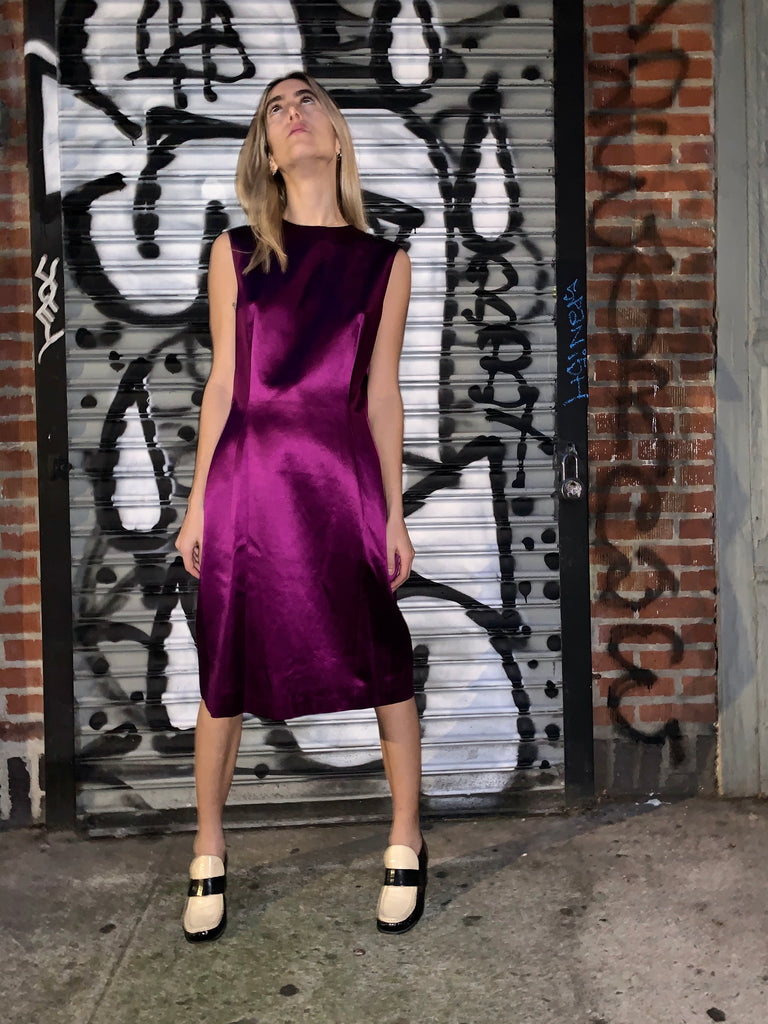 2000s Lanvin Silk Purple Sheath Dress