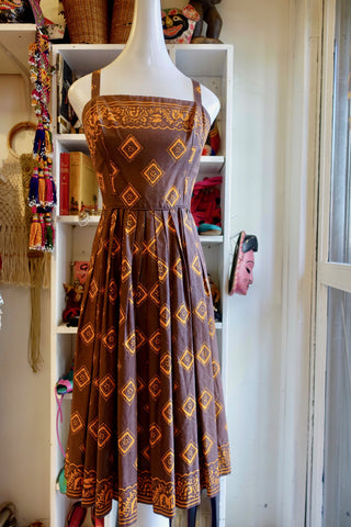 1960's Gold Leather Beaded Dress