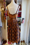 1940-50's Brown and Orange Print Dress